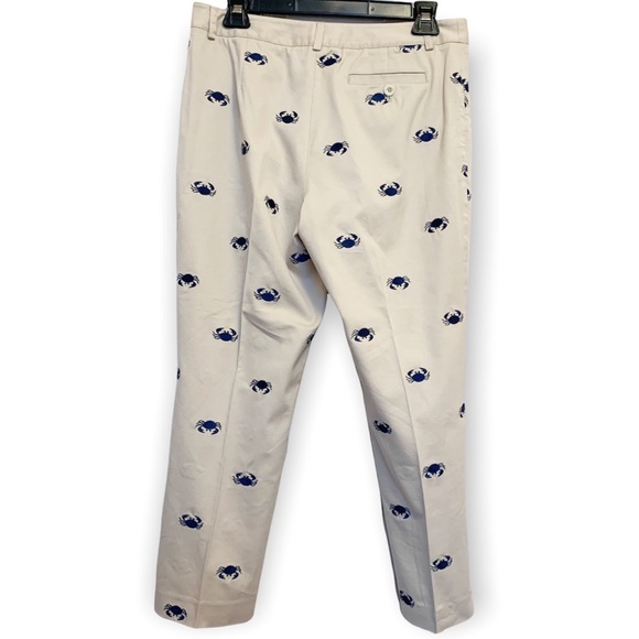 Lily Pulitzer Khaki Chino Capri Crop Pants Embroidered Blue Crabs Size 6 - Picture 3 of 10